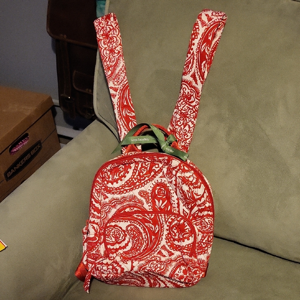 Vera Bradley Red and White Paisley Backpack